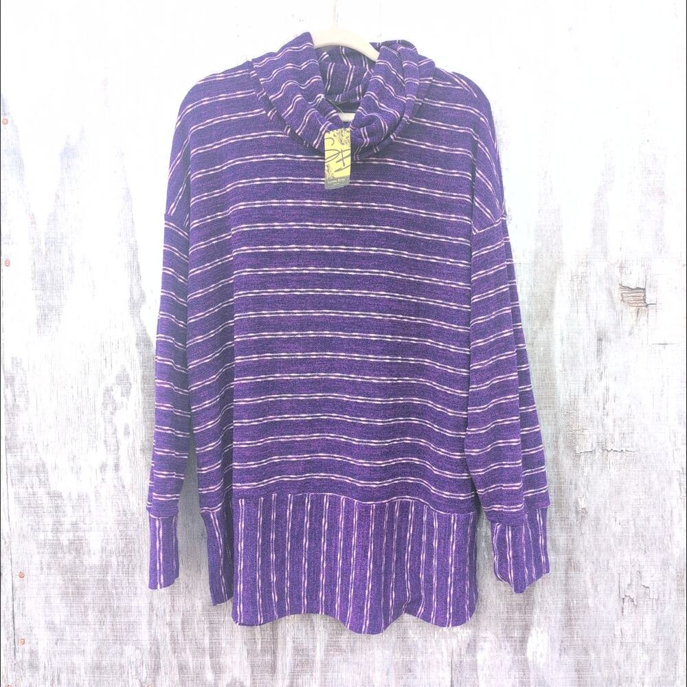 Suzanne Betro NWT Funnel Neck Boho Oversized Side Split Sweater Women's 2X